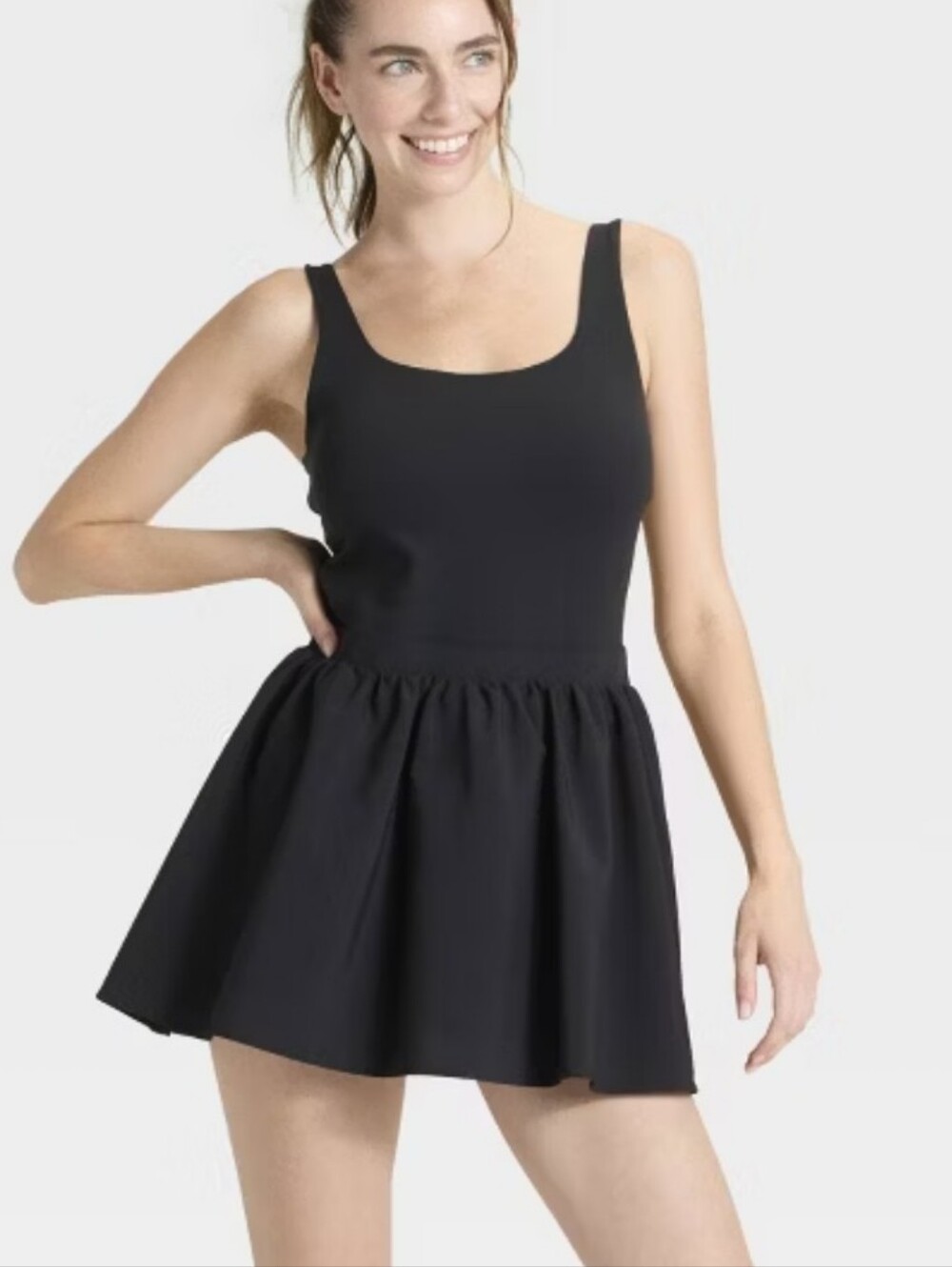 JoyLab Black Sleeveless Mini Dress with Flared Skirt - Picture 1 of 12